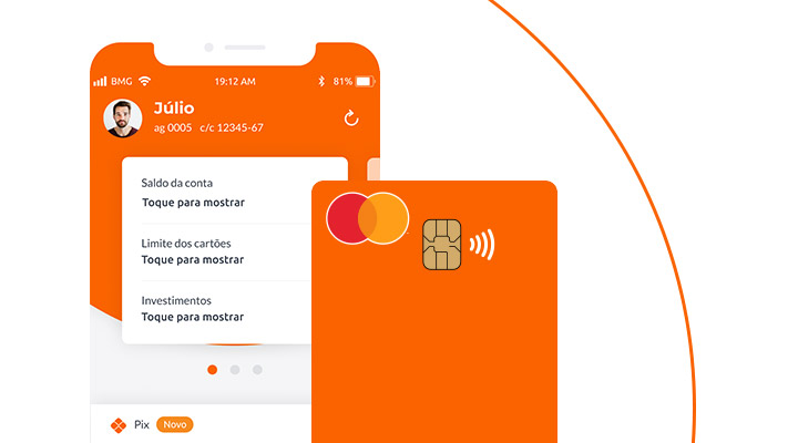 Smartphone envolto com as cores da BMG