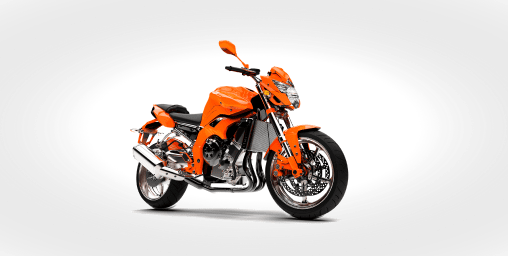 Imagem de uma moto de cor laranja.