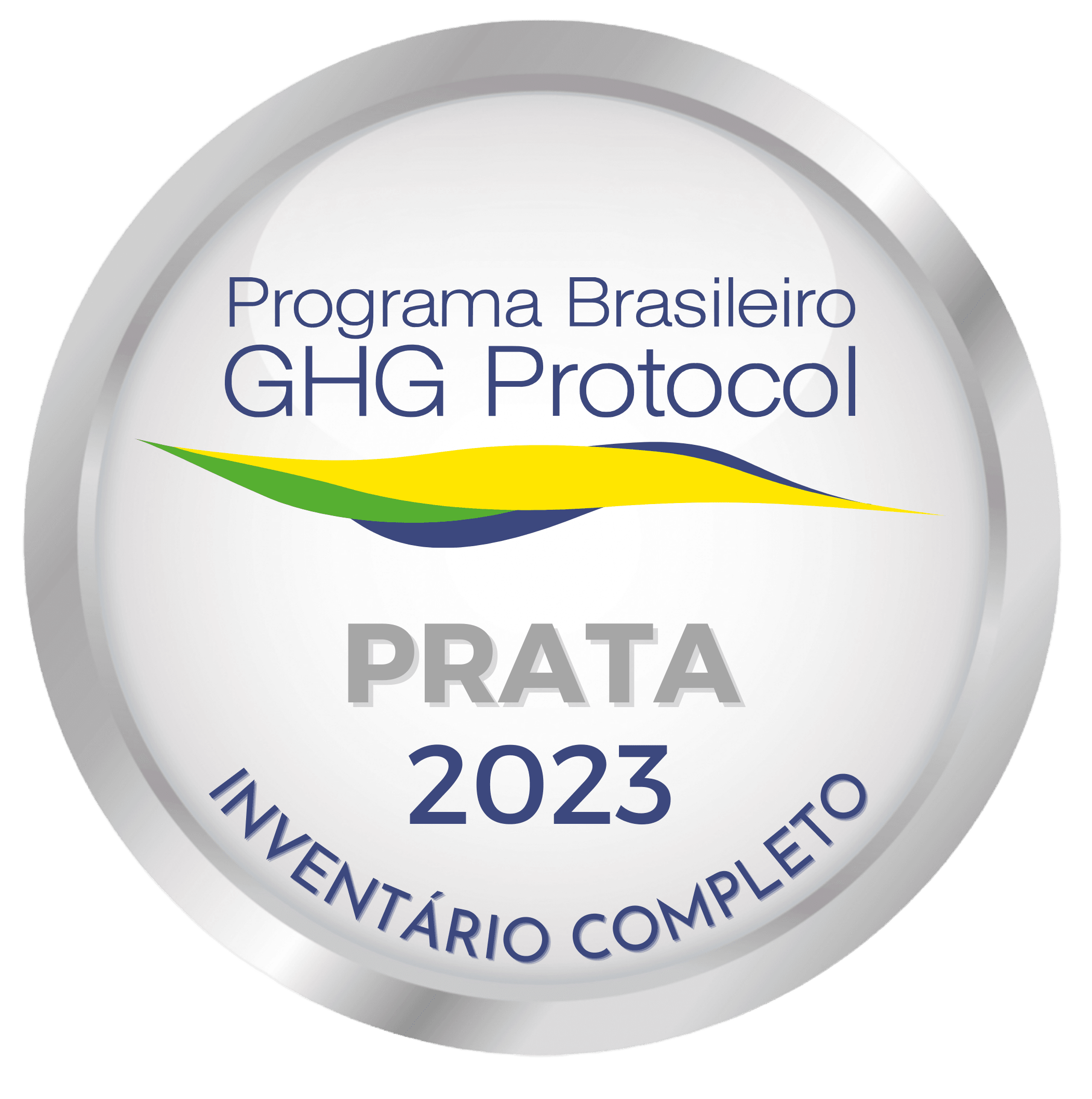 Medalha de prata escrita, Progama brasileiro GHG Prótocol, Prata 2023, Invertário Completo.