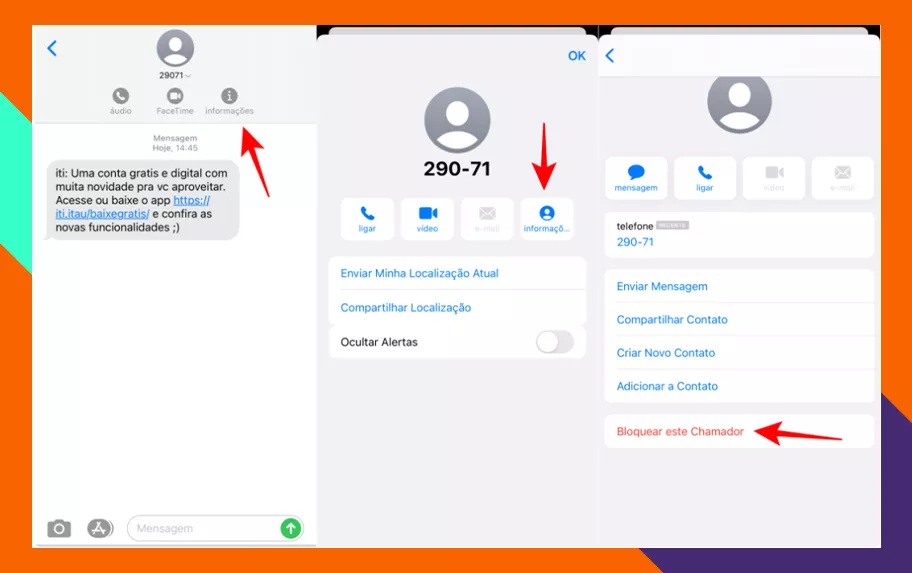 Passo a passo - bloqueio de SMS iOS