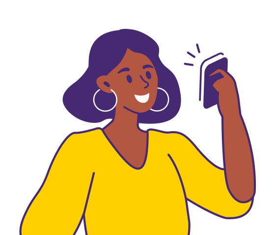 Ilustração de mulher mexendo no celular