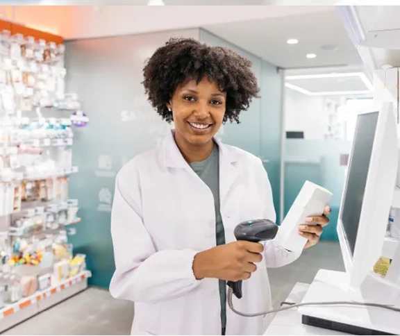 Ilustração de mulher farmacêutica